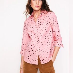Boden Sienna Cotton Shirt In Almond Pink, Sparse Spot Size 8